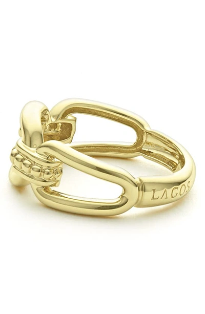 Lagos Signature Caviar Oval Link Ring In Gold