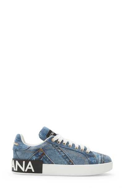 Shop Dolce & Gabbana Portofino Denim Sneaker In 80650 Blue