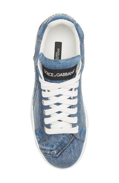 Shop Dolce & Gabbana Portofino Denim Sneaker In 80650 Blue