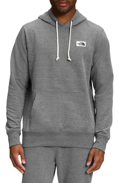 Shop The North Face Heritage Patch Recycled Cotton Blend Hoodie In Tnf Medium Grey Heather