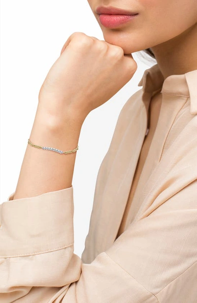 Lagos 18k White & Yellow Gold Signature Caviar Diamond Bead Link Bracelet - Exclusive In Gold Diamond