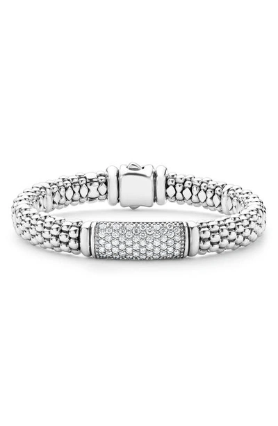 Shop Lagos Signature Caviar Pavé Diamond Rope Bracelet In Silver Diamond