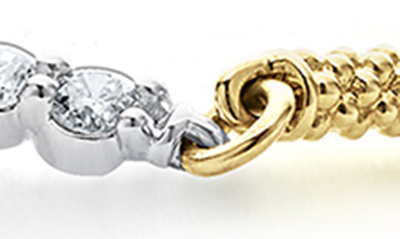 Lagos 18k White & Yellow Gold Signature Caviar Diamond Bead Link Bracelet - Exclusive In Gold Diamond