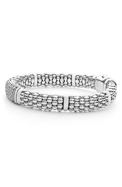 Shop Lagos Signature Caviar Pavé Diamond Rope Bracelet In Silver Diamond