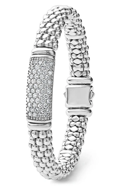 Shop Lagos Signature Caviar Pavé Diamond Rope Bracelet In Silver Diamond
