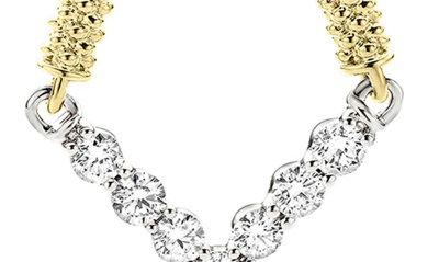 Lagos 18k White & Yellow Gold Signature Caviar Diamond Drop Earrings In Gold Diamond