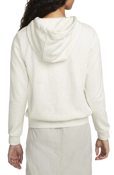 Shop Nike Sportswear Club Fleece Full Zip Hoodie In Oatmeal Heather/ White