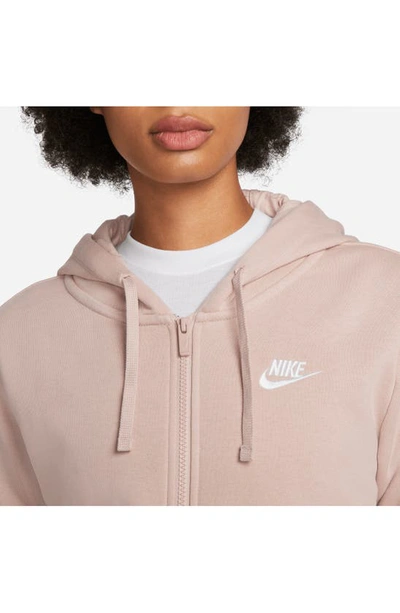 Shop Nike Sportswear Club Fleece Full Zip Hoodie In Pink Oxford/ White