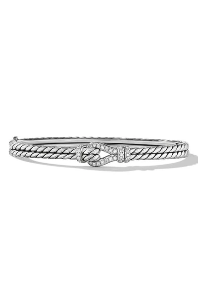 Shop David Yurman Thoroughbred Loop Bracelet With Pavé Diamonds, 4.5mm In Sterling Silver