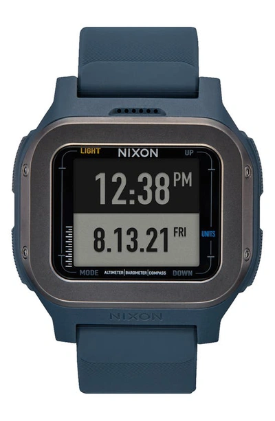Nixon Regulus Expedition Silicone Strap Digital Chronograph Watch, 47.5mm In Navy
