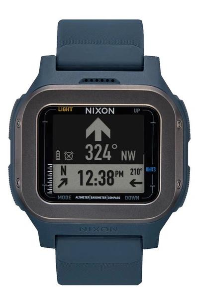 Nixon Regulus Expedition Silicone Strap Digital Chronograph Watch, 47.5mm In Navy