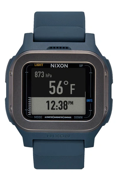 Nixon Regulus Expedition Silicone Strap Digital Chronograph Watch, 47.5mm In Navy