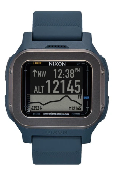 Nixon Regulus Expedition Silicone Strap Digital Chronograph Watch, 47.5mm In Navy