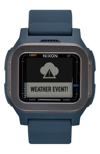 Nixon Regulus Expedition Silicone Strap Digital Chronograph Watch, 47.5mm In Navy