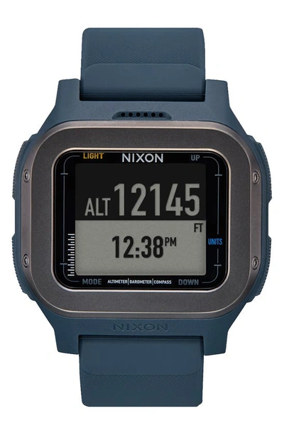 Nixon Regulus Expedition Silicone Strap Digital Chronograph Watch, 47.5mm In Navy