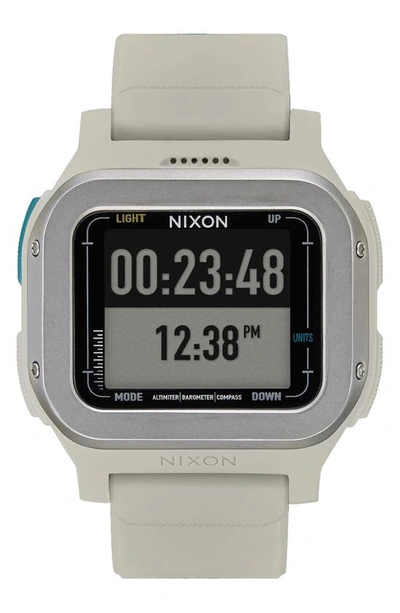 Nixon Regulus Expedition Silicone Strap Digital Chronograph Watch, 47.5mm In Gray