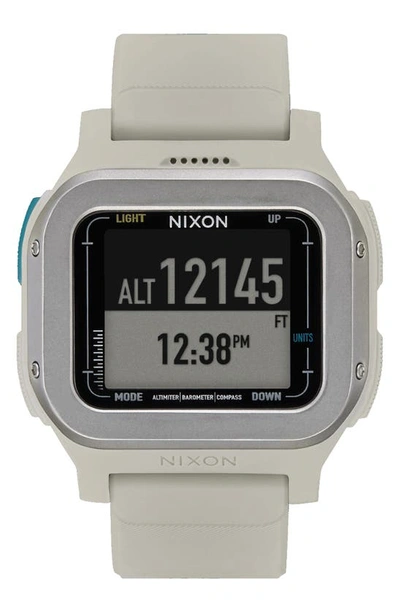 Nixon Regulus Expedition Silicone Strap Digital Chronograph Watch, 47.5mm In Gray