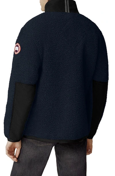 Shop Canada Goose Renfrew Wool Blend Fleece Half Zip Pullover In Atlantic Nvy-bleu Mar Atlan