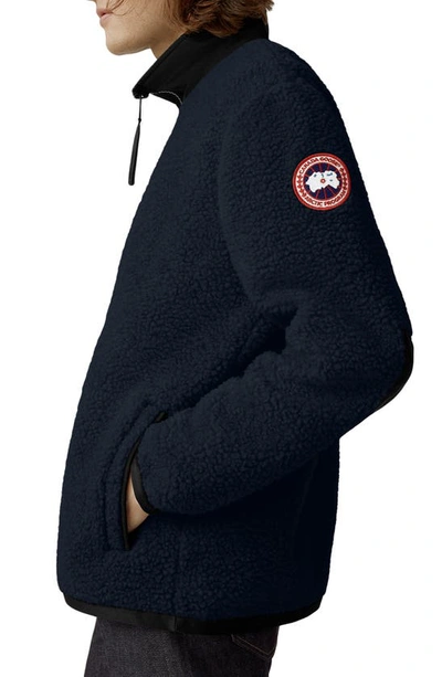 Shop Canada Goose Renfrew Wool Blend Fleece Half Zip Pullover In Atlantic Nvy-bleu Mar Atlan