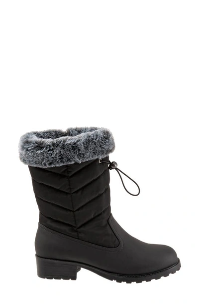 Trotters Bryce Faux Fur Trim Winter Boot In Black