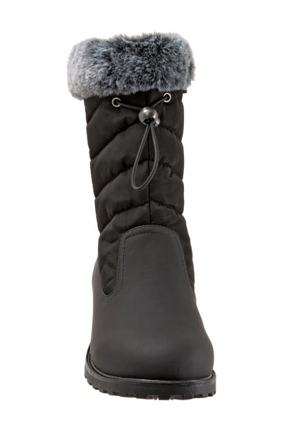 Trotters Bryce Faux Fur Trim Winter Boot In Black