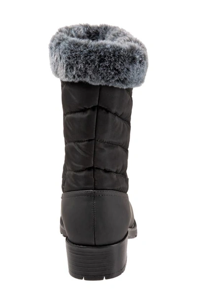 Trotters Bryce Faux Fur Trim Winter Boot In Black