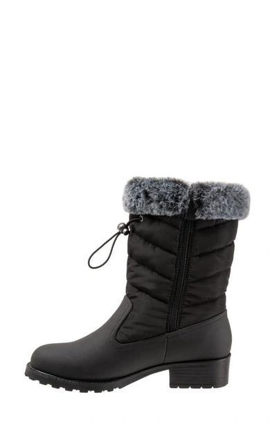 Trotters Bryce Faux Fur Trim Winter Boot In Black
