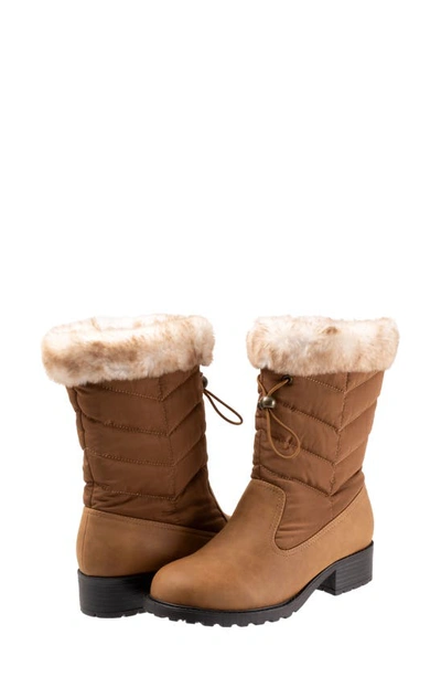 Trotters Bryce Faux Fur Trim Winter Boot In Luggage