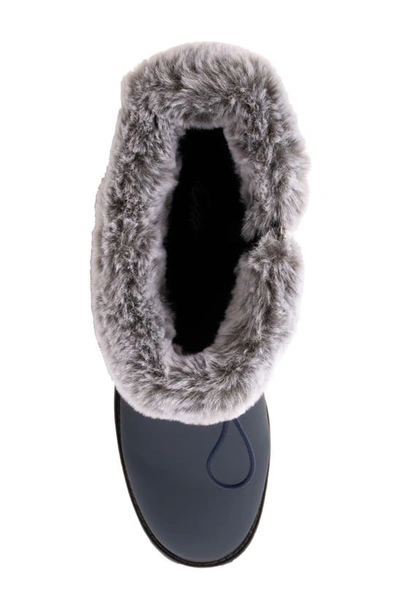 Trotters Bryce Faux Fur Trim Winter Boot In Navy