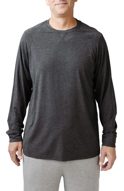 Shop Cozy Earth Stretch Long Sleeve Crewneck T-shirt In Charcoal