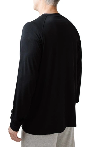 Shop Cozy Earth Stretch Long Sleeve Crewneck T-shirt In Black