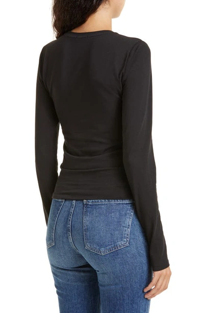 Shop Atm Anthony Thomas Melillo Ruched Long Sleeve Top In Black