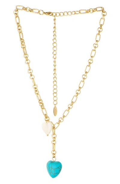 Shop Ettika Heart Charm Y-necklace In Gold
