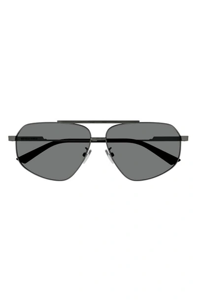Shop Bottega Veneta 61mm Navigator Sunglasses In Ruthenium