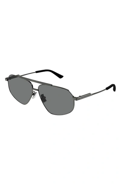 Shop Bottega Veneta 61mm Navigator Sunglasses In Ruthenium