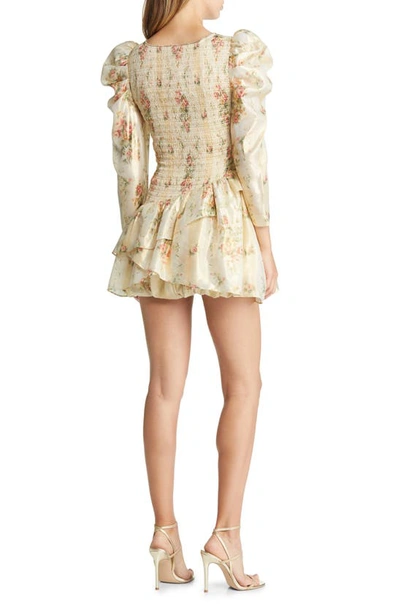 Loveshackfancy Greenwich Embellished Shirred Floral print Lame Mini Dress In Multi ModeSens
