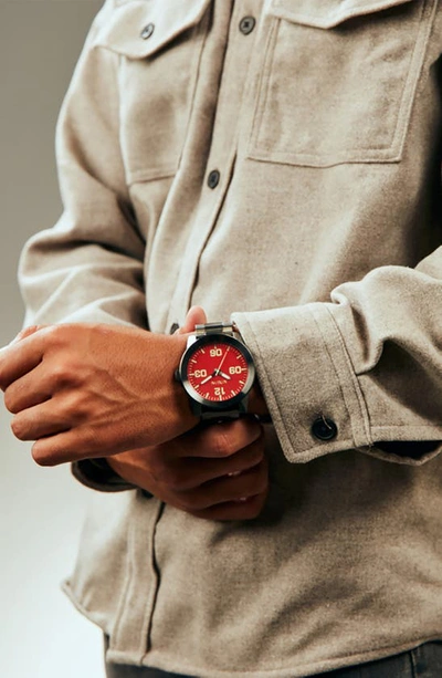 Shop Nixon The Corporal Bracelet Watch, 48mm In Red / Gunmetal