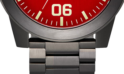 Shop Nixon The Corporal Bracelet Watch, 48mm In Red / Gunmetal