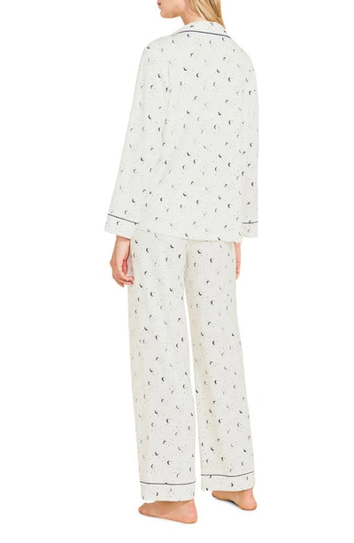 Shop Eberjey Gisele Print Jersey Knit Pajamas In Celestial Ivory/ Navy