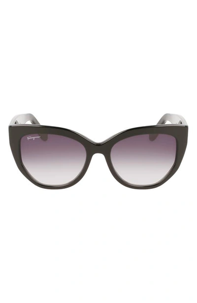 Shop Ferragamo 56mm Gradient Cat Eye Sunglasses In Black