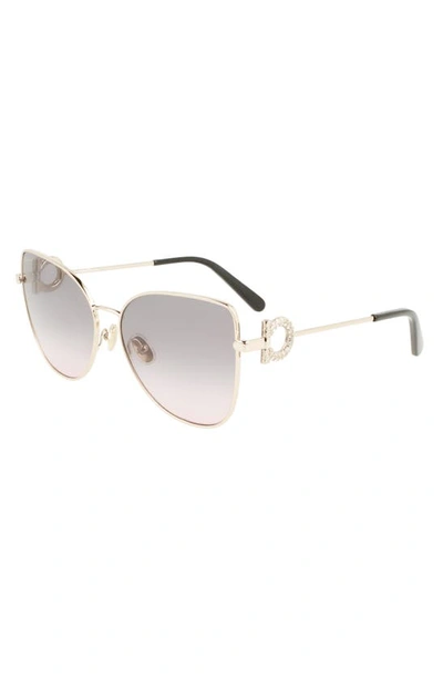 Shop Ferragamo 60mm Gradient Cat Eye Sunglasses In Rose Gold/ Grey Rose Gradient