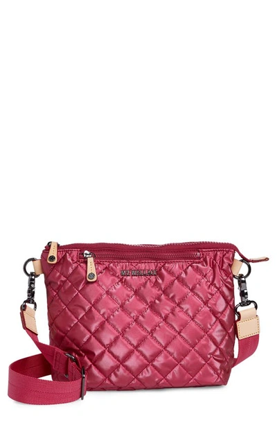 Mz Wallace Metro Scouth Quilted Nylon Crossbody Bag In Neon Pink/silver