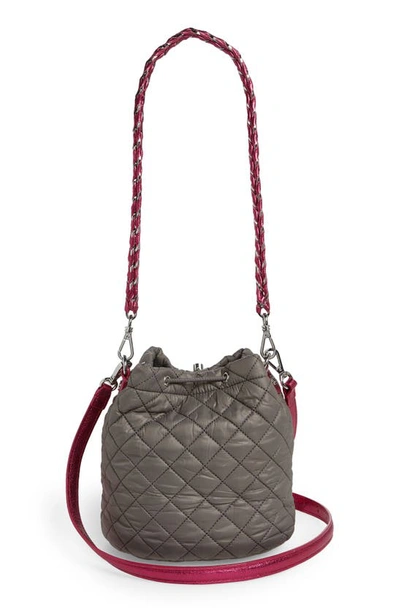 Mz Wallace Crosby Quilted Nylon Bucket Bag In Ash