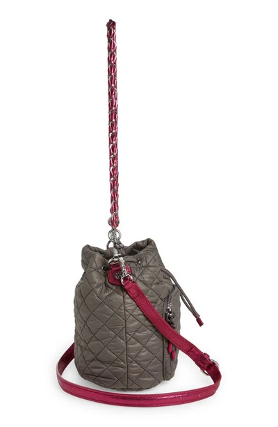 Mz Wallace Crosby Quilted Nylon Bucket Bag In Ash