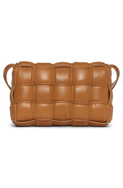 Camel Cassette mini Intrecciato-leather cross-body bag