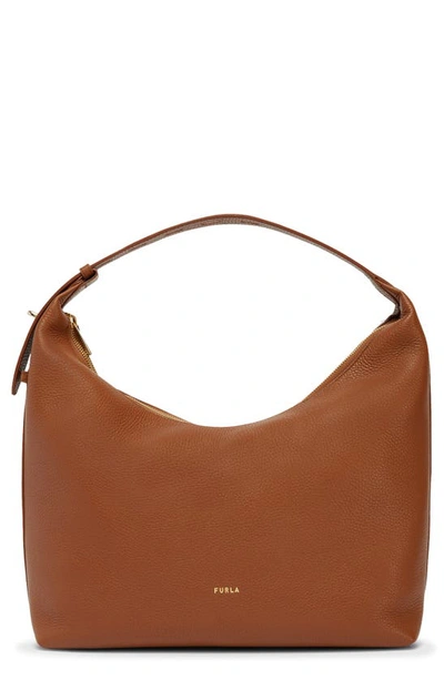 Furla Net M Shoulder Bag In Cognac Coloured Leather In 03b00