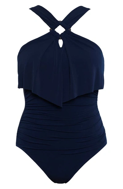 Magicsuit Liza Square-cut One-piece Swimsuit In Navy Blue