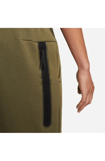 Shop Nike Sportswear Tech Fleece Shorts In Medium Olive/ Black