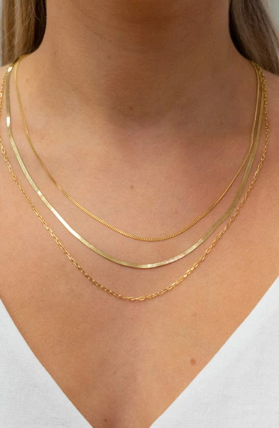 Shop Argento Vivo Sterling Silver Triple Layer Chain Necklace In Gold