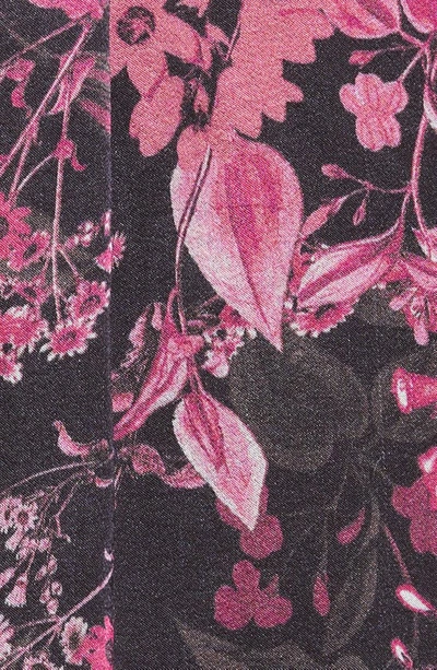 Shop Alice And Olivia Bettina Floral Print Blouson Sleeve Silk Blend Shirt In Edens Garden Wild Pink